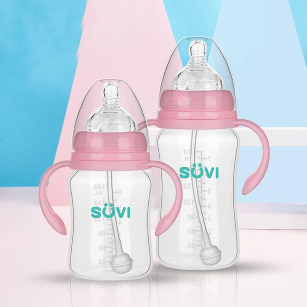 Baby-PP-Flasche mit breiter Bohrung, Schnellspülung, Babyflasche, geborene Milchflasche, Training, Babyfütterungszubehör, 180 ml, 240 ml, 300 ml