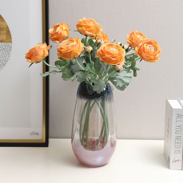 Faux Floral Hand Vocht Simulatie Ranunculus Asiaticus Huis Woonkamer Decoraties Kunstbloemen