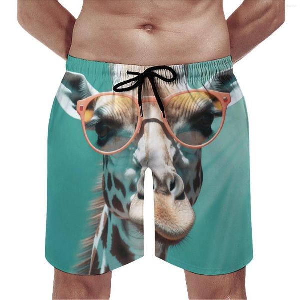 Pantaloncini da uomo Giraffa Tavola Grafica Illustrazione Occhiali da sole Abbigliamento sportivo Spiaggia Uomo Comodo costume da bagno taglie forti