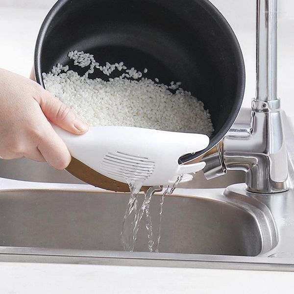 Armazenamento de cozinha 1pc criativo ferramenta de lavagem multi-função peneira de arroz pia doméstica rack de drenagem de alimentos cocina casa