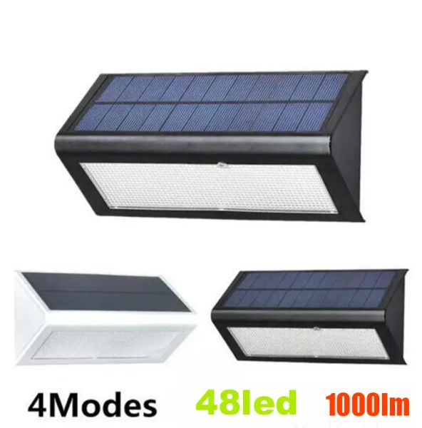 Lâmpadas de parede movidas a energia solar, sensor de radar de micro-ondas, luzes LED, à prova d'água, luz de jardim ao ar livre, ABS + capa de PC, 1000LM 12 LL