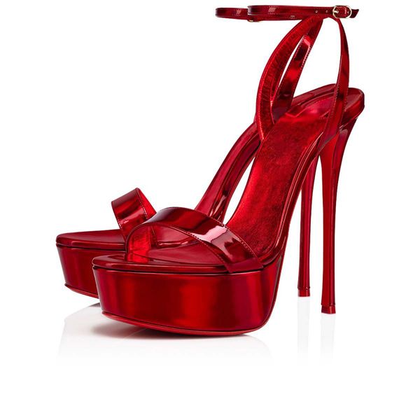 Роскошные женские сандалии-лодочки, известные Loub Queen Alta, женские туфли на высоком каблуке на платформе 150 мм, популярные красные кожаные дизайнерские босоножки с ремешком на пятке, идеальные вечерние сандалии EU 35-43