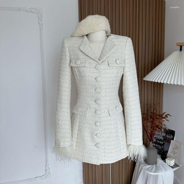 Ternos femininos unxx blazers feminino 2023 outono inverno das mulheres longo casaco casaco mini vestidos de noite senhoras outwear roupas senhora do escritório