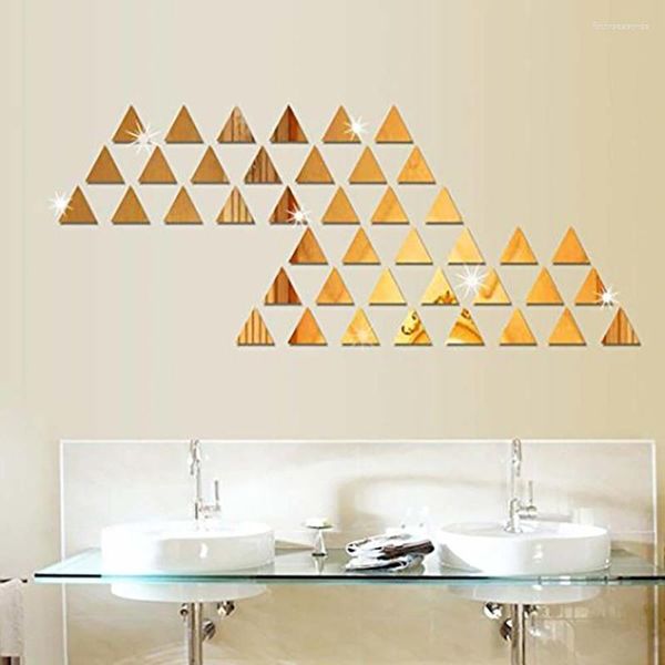 Adesivi murali Specchio a forma di triangolo Acrilico autoadesivo Pittura murale Rimovibile Home Living Room Decor 100 pezzi/set