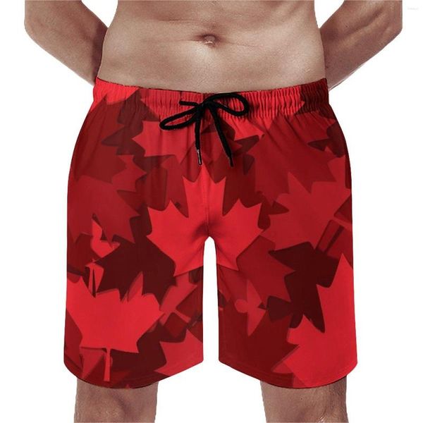 Shorts masculinos Red Leaf Board Verão Canadá Maple Correndo Surf Calças Curtas Homens Secagem Rápida Moda Padrão Oversize Praia Troncos