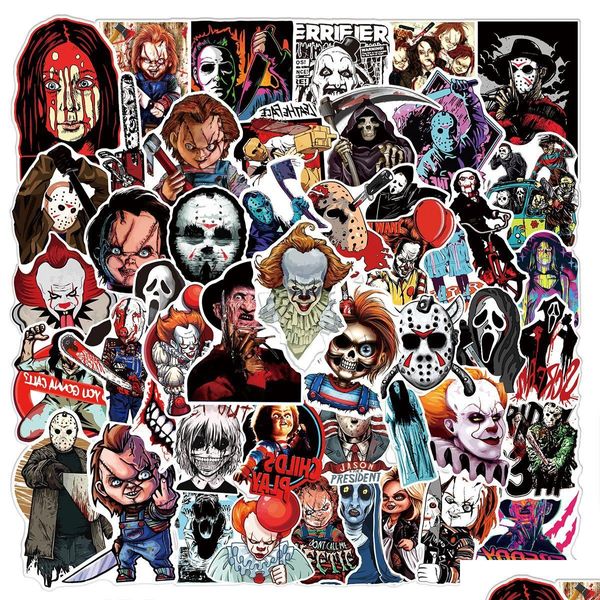 Adesivos de carro 51 pcs Halloween Horror Filme Personagens Thriller Killer Graffiti Crianças Brinquedo Skate Motocicleta Bicicleta Adesivo Drop Deliv Dhzg2