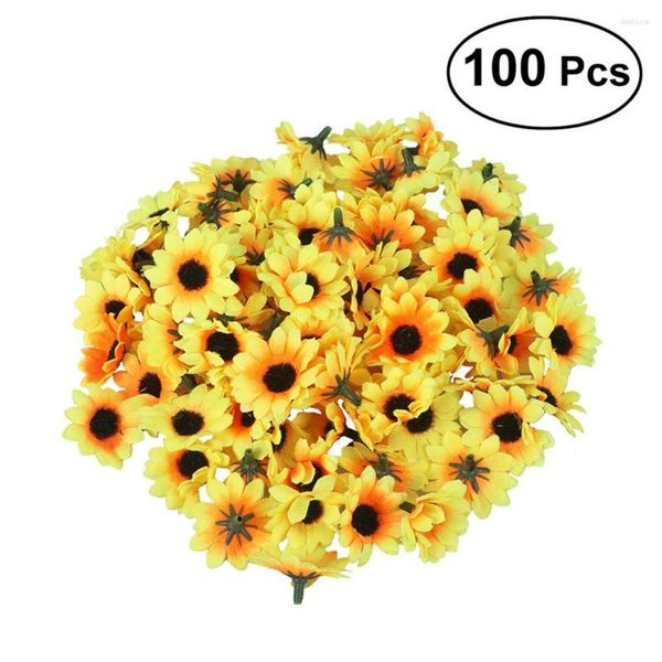 Dekorative Blumen Mini-Seiden-Sonnenblume, 4 cm, künstlich, für Hochzeit, Heimdekoration, DIY-Kranz, Scrapbooking, gefälschte Blumen, Ohrringe, Kleidung