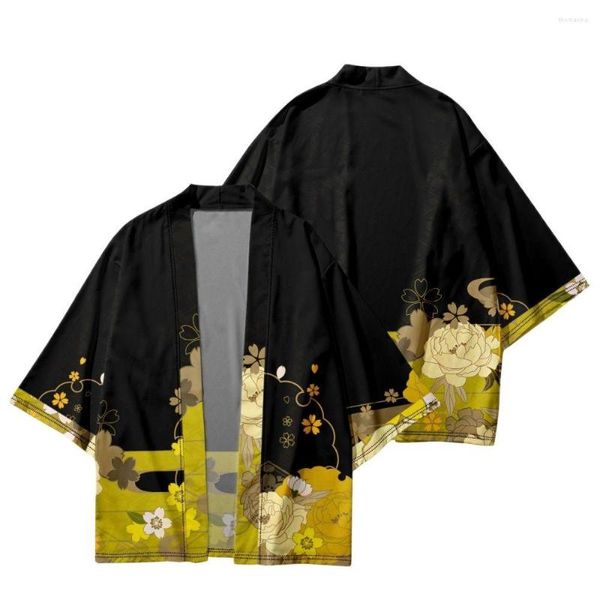 Abbigliamento etnico Fiore stampato sciolto Kimono giapponese Streetwear Beach Cardigan Robe Summer Donna Uomo Haori Top Yukata