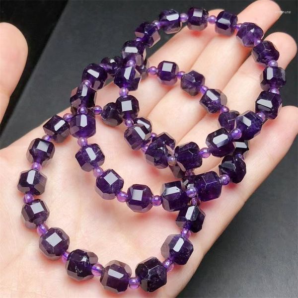 Link Armbänder Natürliche Amethyst Armband String Charms Handgemachte Kristall Schmuck Stretch Mode Armreif Kinder Geburtstag Geschenk 1PCS