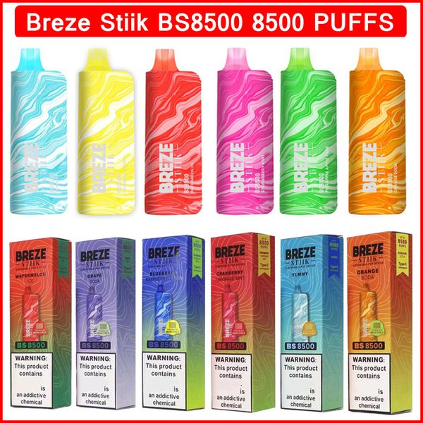 Breze Stiik monouso Vape BS8500 sbuffi E sigarette 600mAh Type-C Batteria Big Vapor Kit baccelli da 17 ml Cartuccia bobina a rete