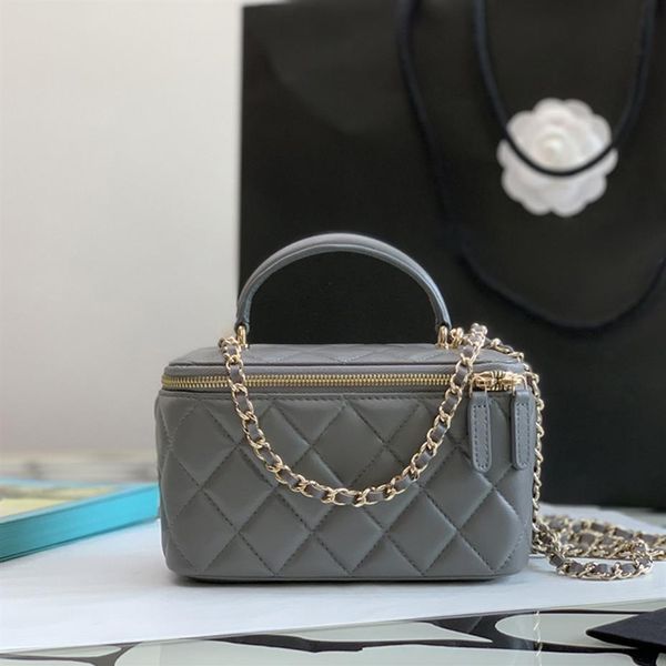 10A Mirror quality Sheepskin Luxury Designer Cosmetic Bags Women Small Vanity Case Chain Handbag With Box C105188z