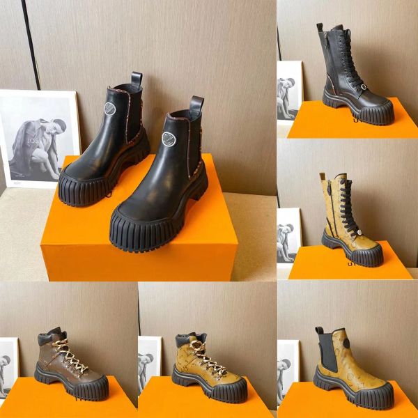 Botas de grife botas de tornozelo novas botas preto sola grossa chelsea botas tênis de inverno sapatos femininos branco leve sola de borracha botas