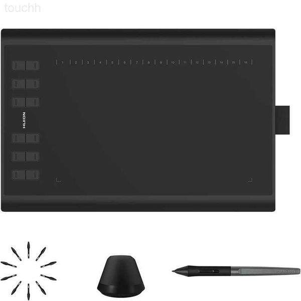 Canetas para tablets gráficos HUION Inspiroy H1060P Tablet para desenho gráfico com caneta sem bateria com sensibilidade à pressão 8192 e 12 teclas de atalho personalizadas 10 L230923