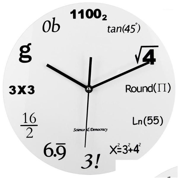 Relógios de parede Acrílico Relógio de Matemática Moda Não-Ticking Mudo Equação de Design Moderno para Home Office School Watch1 Drop Delivery Garden Dec Otwoq