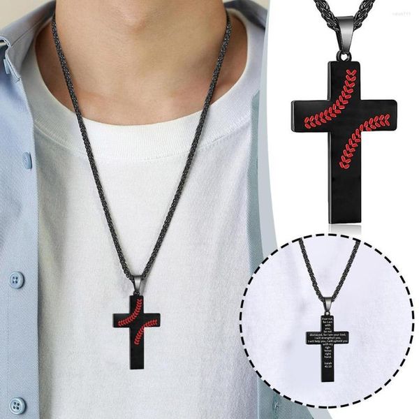 Anhänger Halsketten Edelstahl Punk Baseball Kreuz Ägypten Ankh Halskette Crux Amulett Herrenschmuck Ansata Christian Y8K3