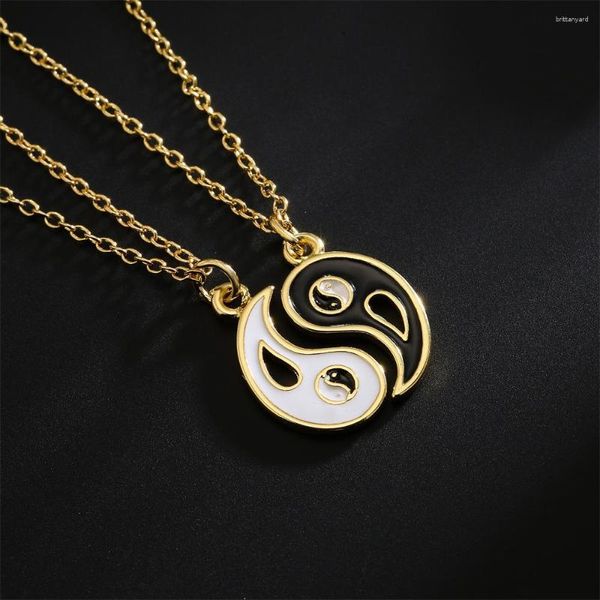 Anhänger Halsketten Nische Design Tai Chi Yin Yang Klatsch Paar Kupfer Überzogene 18 Karat Gold Tropfen Öl Halskette Großhandel