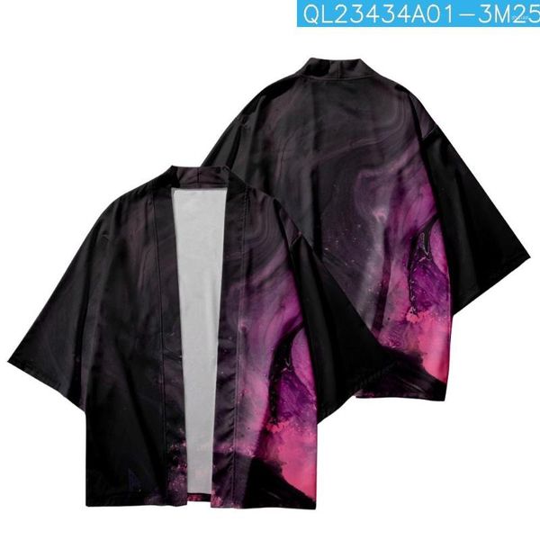 Etnik Kıyafet Japon Giysileri Sokak Giyim Samurai Sleeve Baskı Geleneksel Kimono Erkekler Plaj Yukata hırka siyah cosplay haori