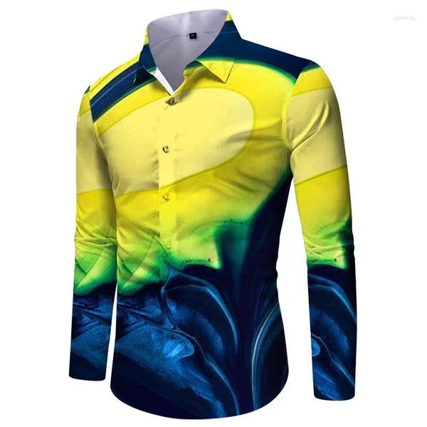 Camisas de vestido masculinas 2023 designer de moda 3d impresso tops casual ao ar livre terno botão lapela rua elementos roupas