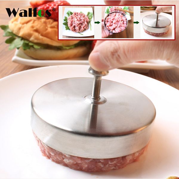 Strumenti per carne di pollame WALFOS 1 pz 95 cm forma rotonda pressa per hamburger in acciaio inossidabile carne di maiale torta di manzo hamburger che fa stampo da cucina 230922