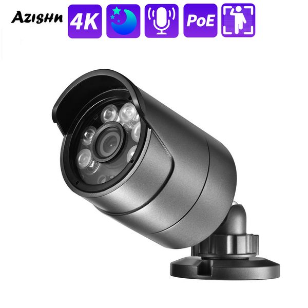 IP-Kameras AZISHN Vollfarbe H.265+ Audio Ultra HD 4K 8MP Metallkamera Bullet Outdoor IP66 Humanoidenerkennung POE-Sicherheits-CCTV-Kamera 4MP 230922