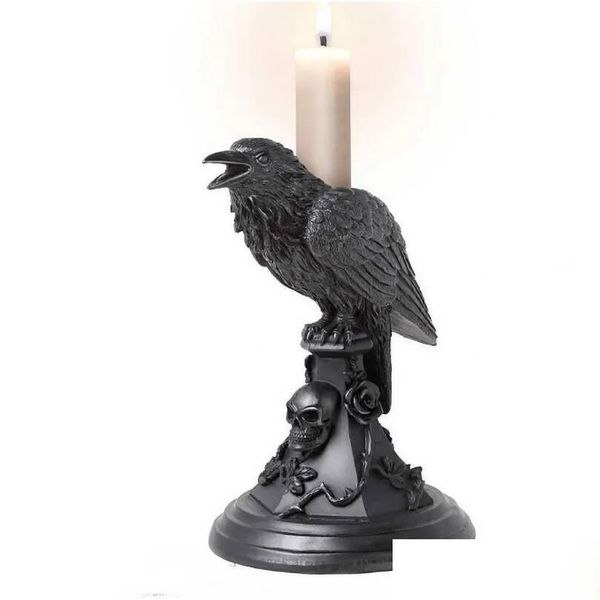 Kunst und Handwerk Halloween Gothic Kerzenständer Dekoration Harz Home Antik Geschenk Drop Lieferung Garten Dhivc