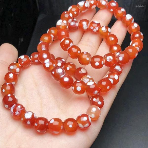 Bağlantı bilezikleri doğal sütlü akik bileklik ipi takılar Strand kadın erkek erkekler zarif mücevher hediye iyileştirici kristal enerji 1pcs 10mm