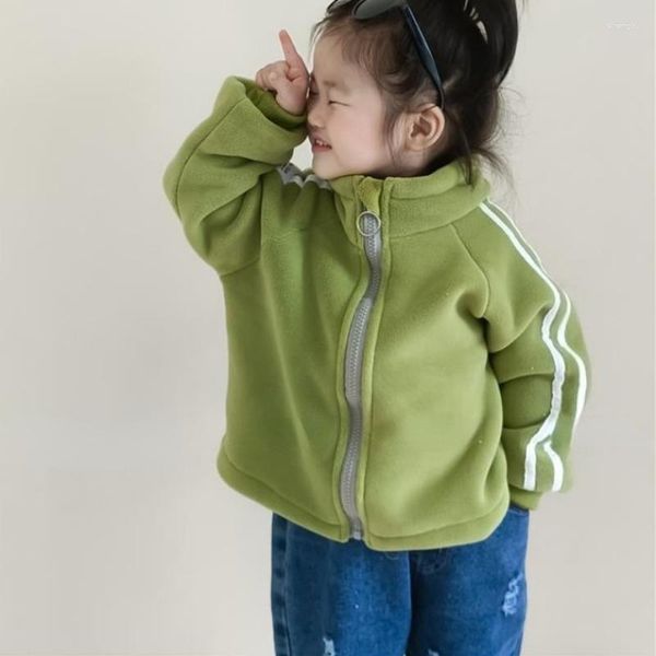 Giubbotti 1-12 anni Bambini Ragazze Cappotto di lana Top Autunno caldo Ragazzo Tuta sportiva Ragazza Plus Velluto Inverno Bambini Ragazzi Abbigliamento Abiti