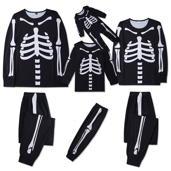 Passende Familien-Outfits, Halloween-Skelett-Druck, langärmelig, passende Pyjama-Sets für Erwachsene und Kinder, Familien-Nachtwäsche, Party-Kleidung, Familien-Sets 230923