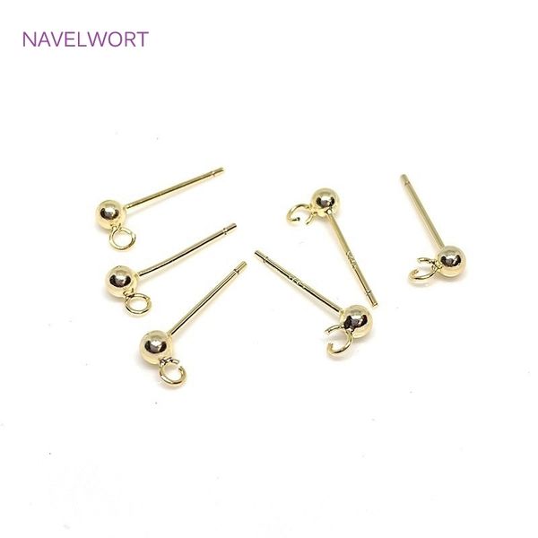 Colares de pingente S925 Sterling Silver Pin Findings 14K banhado a ouro forma de bola base de brinco para DIY jóias fazendo acessórios atacado 230922