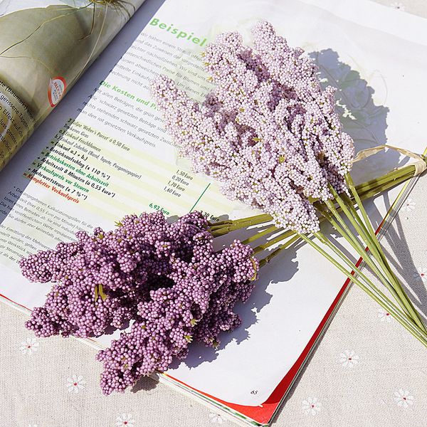 Decorazioni natalizie 6 pezzi bundle PE lavanda fiore artificiale pianta all'ingrosso decorazione da parete bouquet materiale manuale vasi fai da te per la casa 230923