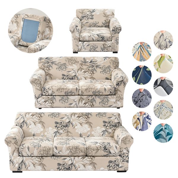 Чехлы на стулья Эластичный чехол для дивана с принтом для дивана с цветочным узором, чехол из 2 предметов для кресла с отдельной подушкой 230923