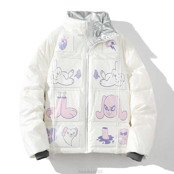 Winter Neue Mode Daunenjacke Herren Waschlos Dicker Stehkragen Cartoon Design Emotionale Liebhaber Wasserdichter Hochwertiger Mantel Designer Stil 348