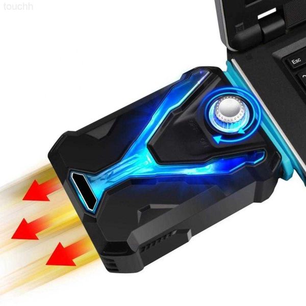 Tappetini di raffreddamento per laptop Dispositivo di raffreddamento USB Radiatore portatile silenzioso Estrattore d'aria Notebook portatile Aspirazione laterale Ventola di aspirazione LED Raffreddamento rapido del dissipatore di calore L230923