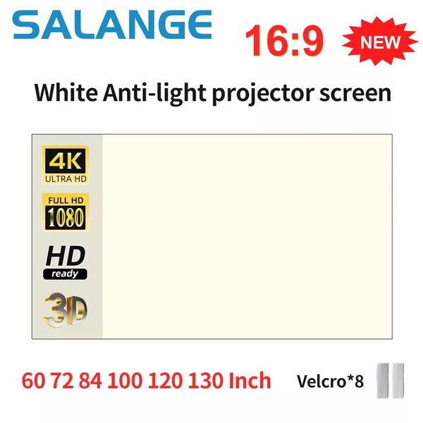 Projeksiyon Ekranları Salange Projektör Ekran Beyaz Grid Anti-Işık 16 9 Projeksiyon Ekranı 72 84 100 120 130 inç taşınabilir yansıtıcı kumaş 230923