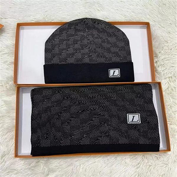 Top Qualität Herbst Europa Designer Männer Schal Und Hut Klassische Mode Set Frauen Winter Baumwolle Wolle Beanie Damen Wrap schals220P