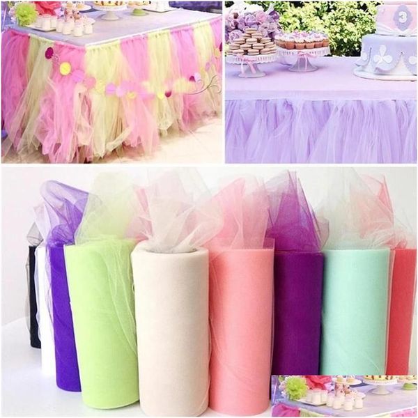 Decoração de festa 15cm 25yards tle rolo organza tecido aniversário casamento chá de bebê costura malha diy tutu menina saia acessórios gota otpaw