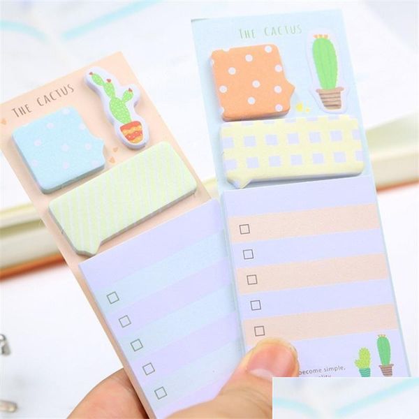 Note All'ingrosso Noverty Cactus Simpatici adesivi Planner Kawaii Sticky Stationery Memo Pad Papeleria Notepad Stick1 Drop Delivery Office Otocf