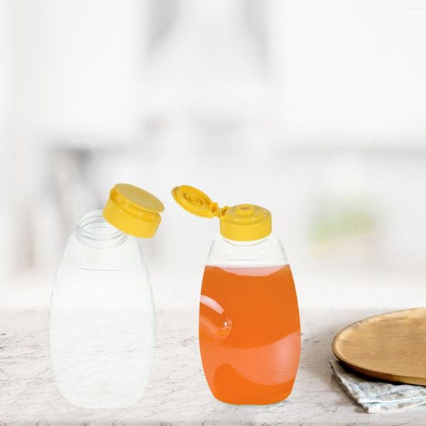 Bottiglie di stoccaggio 6 pezzi Contenitori trasparenti per miele Coperchi per marmellata Contenitori per barattoli da spremere Contenitori per salsa