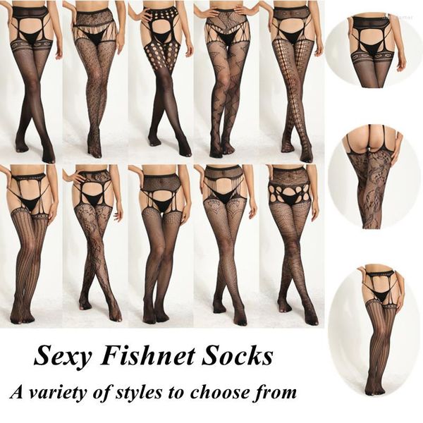 Mulheres meias fishnet collants sexy meia-calça oco jacquard calças lingerie erótica virilha-livre leggings liga renda meia