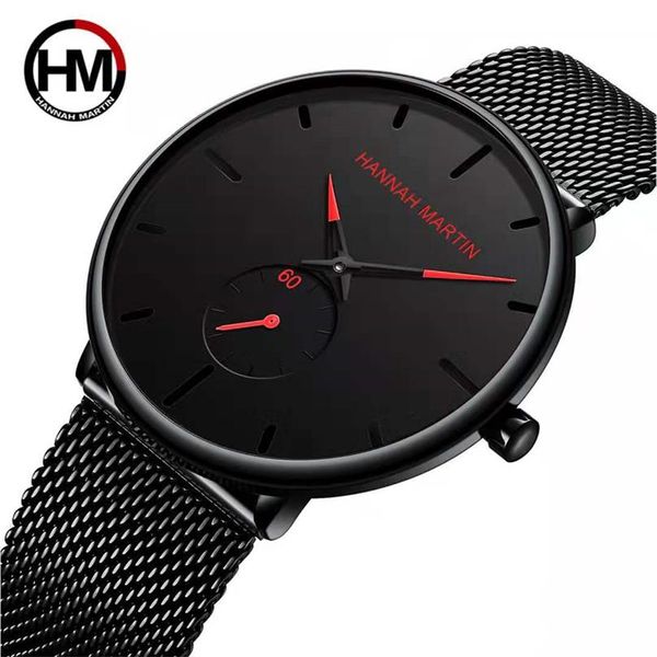 HM relógios masculinos marca Hannah Martin 40mm feminino de alta qualidade e modelo de moda relógio dourado à prova d'água 3ATM Montre2313