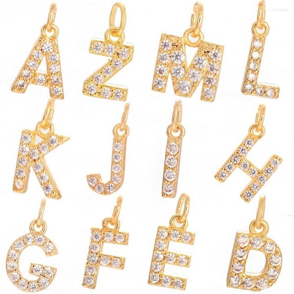 Charms Gold Farbe A-Z Englisch Buchstabe Kupfer Pave Zirkon Für Schmuckherstellung Liefert Diy Armband Halskette Ohrring