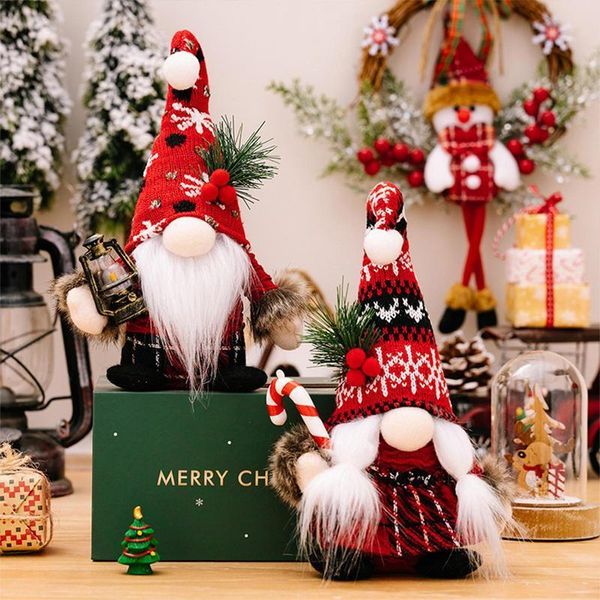 Objetos decorativos estatuetas chapéus de malha gnome estável e requintado ornamentos de boneca sem rosto reutilizáveis decorações de mesa de Natal encantadores 230923