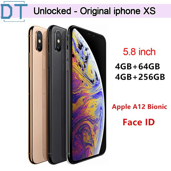 Оригинальный Apple iPhone XS 64/256 Face ID, шестиядерный процессор, iOS13, 5,8 дюйма, 12 МП, 4G Lte, заводская разблокировка, A + отличное состояние