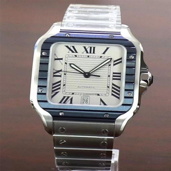 Novos relógios relógio de luxo quadrado homem 40mm 35mm geneva genuíno movimento mecânico clássico masculino relógio de pulso ca01-43052