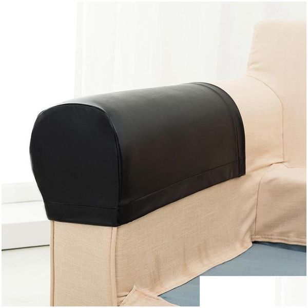 Capas de cadeira 1 par Sofá Braço Ers Pu Couro / Poliéster Sofá Braço Protetor Stretchy Ers1 Drop Delivery Home Garden Têxteis Ot8Kt