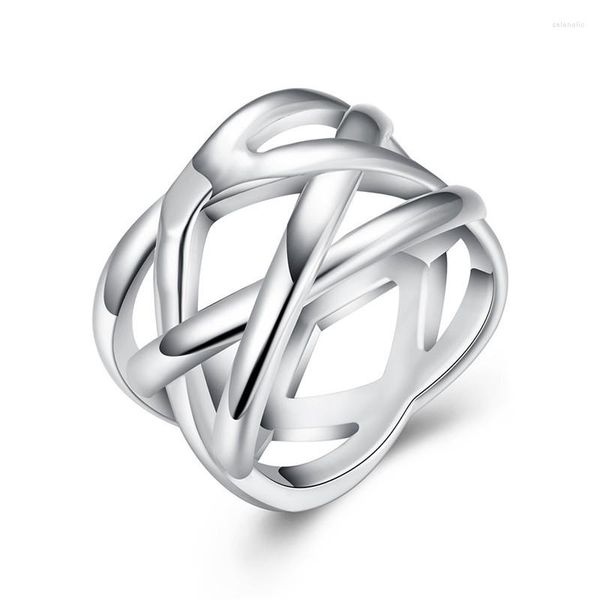 Cluster-Ringe Ventfille 925 Sterling Silber Kreuz ineinander verschlungener Ring für Frauen Hochzeit Verlobungsfeier Mode Charme Schmuck Großhandel