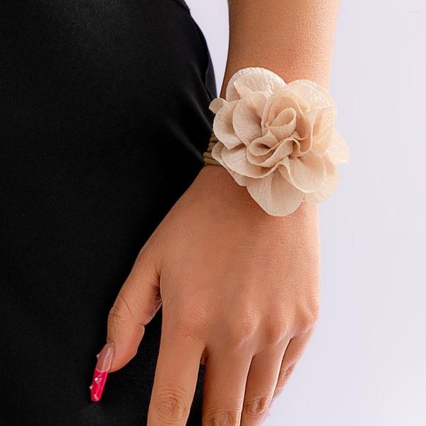 Charm Armbänder Y2K Lange Seilkette mit Stoff Blumenarmband für Frauen Trendy Elegant Hochzeit 2023 Modeschmuck auf Handaccessoires