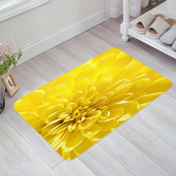 Teppiche Chrysantheme gelbe Blume Küche Bodenmatte Wohnzimmer Dekor Teppich Home Flur Eingang Fußmatte Balkontür Anti-Rutsch-Teppich