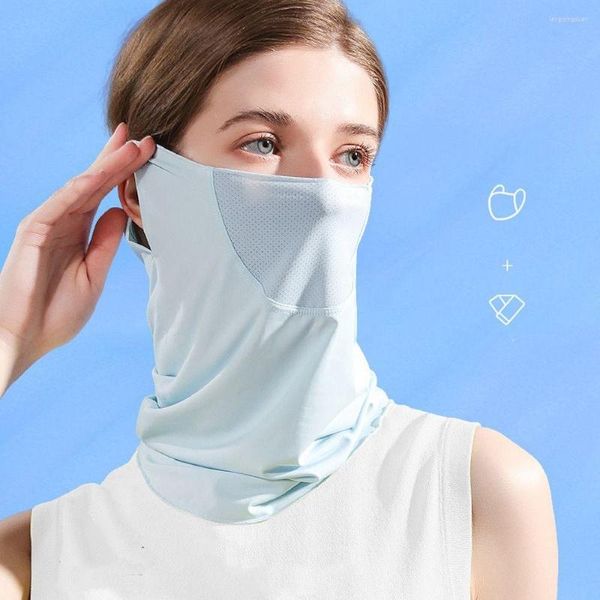 Sciarpe Maschera Tinta unita Maglia anti-UV per esterni con patta sul collo Scollatura da donna in seta Uomo Pesca Viso Protezione solare estiva