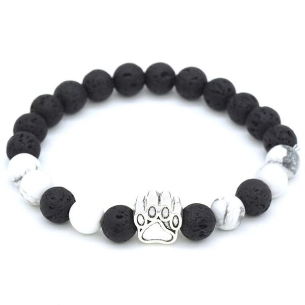 Cores encantos do cão preto lava pedra pulseiras diy difusor de óleo essencial pulseira yoga jóias frisado fios314y